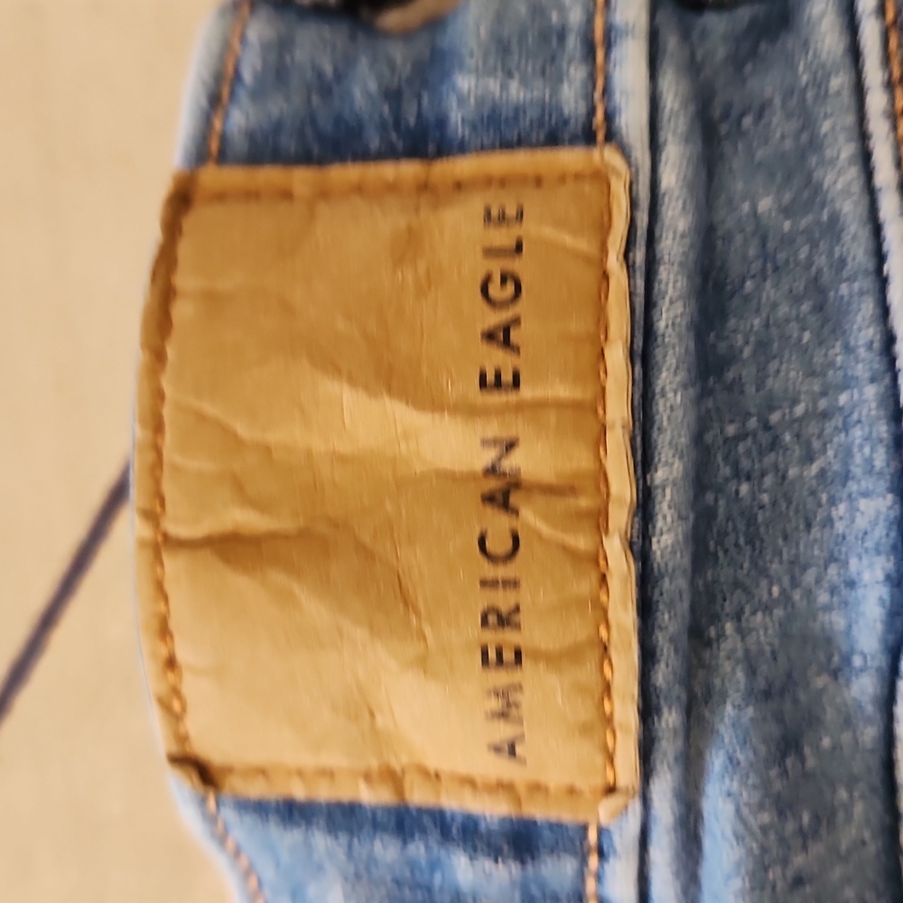 American Eagle Next Level Stretch 12 Short Blue Denim Distressed Jeggings Jeans - Picture 7 of 11